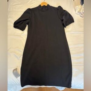 Le Chateau Classic Mock Neck Knit Black Midi Dress